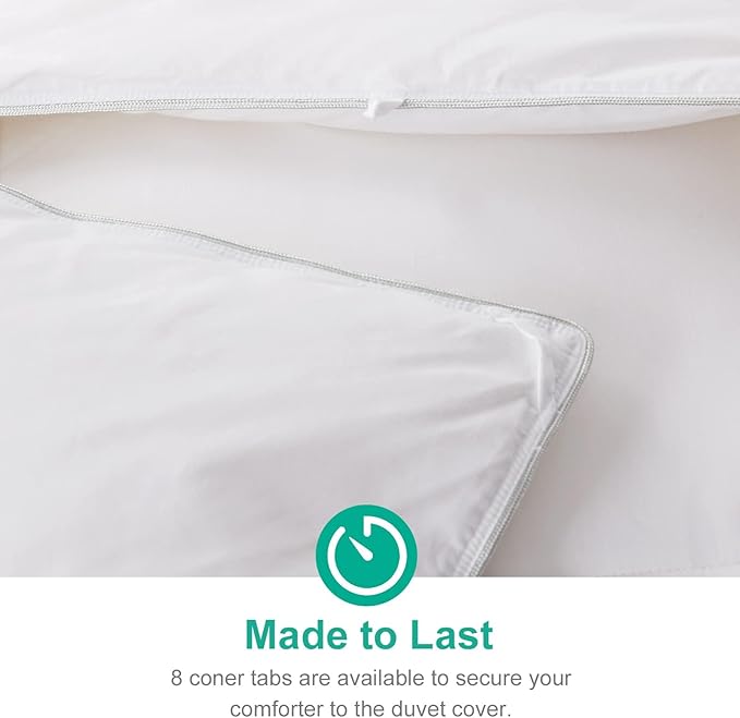 APSMILE Lightweight Down Feather Fibers Comforter Oversized King Size - Cooling Bed Comforter, Hotel Collection High Fill-Power Thin Duvet Insert for Warm Weather/Hot Sleepers, 120x98, White