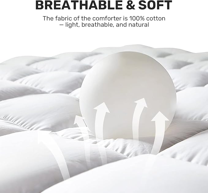 Goose Feather Comforter King Size, 100% Cotton Duvet Insert All Season, Bed Comforter Quilted with 8 Corner Tabs Hotel Luxury Fluffy Duvet Insert, 106 x 90 Inch, Machine Washable, White
