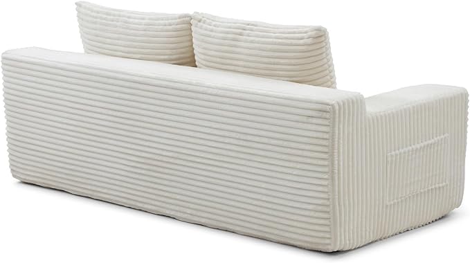 Convertible Sofa Bed, 2 in 1 Memory Foam Futon Couch, No Assembly Corduroy Foldable Sofa Bed, Comfy Floor Couch with 2 Pillows for Bedroom, Living Room, Apartment, Beige