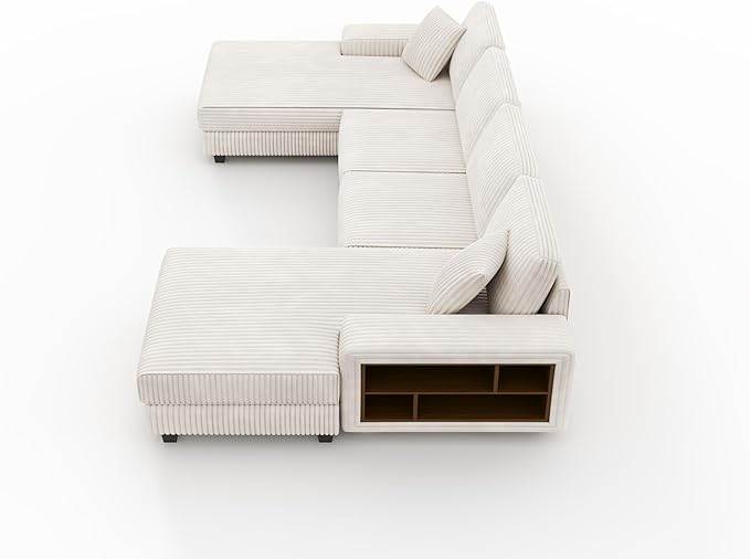 ERYE U-Shaped Modular Sectional Sofa Convertible Symmetrical Sofa Couch with Removable Chaise Lounges, U Shaped Double Chaises Sectional Couches with Storage Armrests