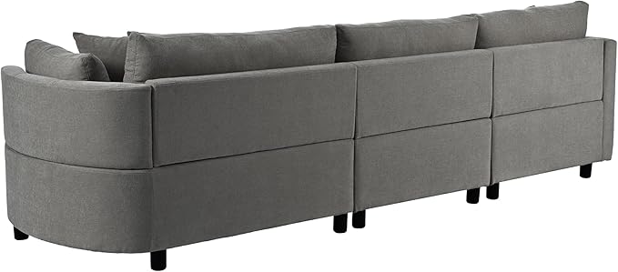 ERYE L-Shaped Right Facing Sectional Sofa Oversized Chenille Upholstered Corner Couch W/Curved Chaise Seat and 3 Toss Pillows, Modern L-Shaped Sofa Couches for Living Room