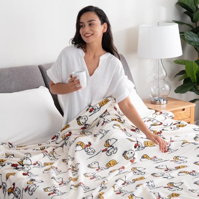 Berkshire Blanket Peanuts® VelvetLoft® Cute Character Snoopy Plush Blanket,Peanuts Red Baron,King 90 in x 108 in (Official Peanuts® Product)