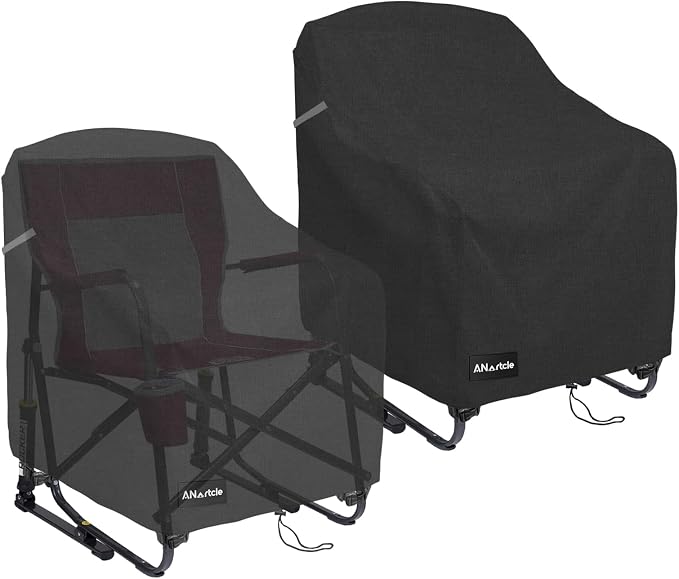 ANartcle Rocking Chair Covers for GCI Outdoor 37072 Chair,Freestyle Rocker Cover,Waterproof Heavy Duty Outdoor Camping Chair Covers, (26 W x 27 D x 34 H inches) Black. by PatioFurnitureCovers