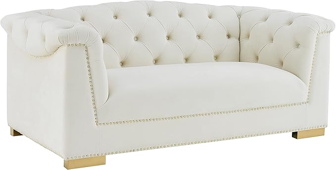 Tov Furniture Farah Velvet Loveseat (Cream)