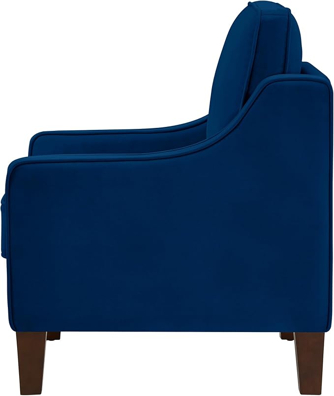 Velvet Upholstered Accent Chair,Single Seat Sofa with Wooden Legs, Modern Armchairs for Living Room,Bedroom and Office,Navy
