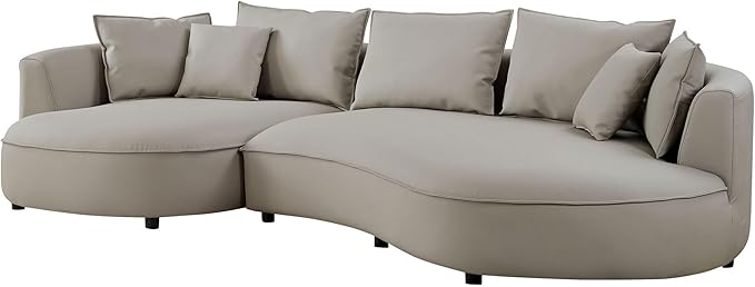 ERYE Luxury Curved Upholstered Sectional Sofa for Living Room, 129" Oversized Unique Curved Leisure Sofa Couch with Left Facing Chaise Lounge & 7 Pillows for Home Apartment