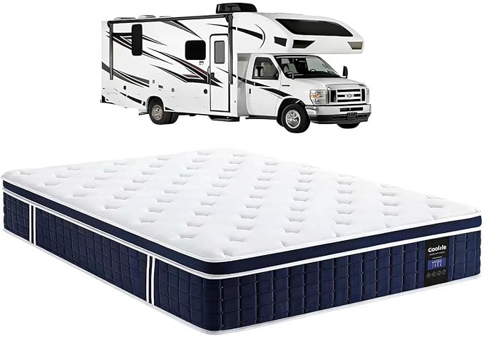 Coolvie 12 Inch Full XL Mattress, 54x80 Extra Long Hybrid Mattresses for RVs and Van Life, Queen Length in a Slim Full Width for Taller Adults and Dorms, Luxury Medium Firm Support Bed in a Box