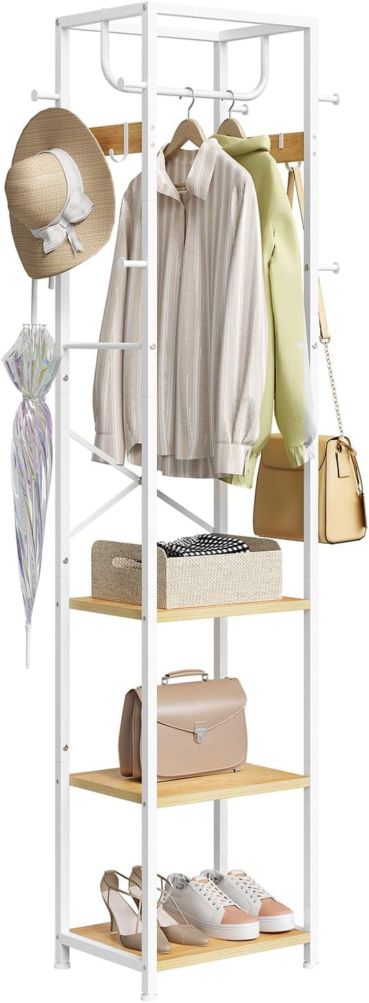 ELYKEN Coat Rack Freestanding, Hall Tree with 3 Storage Shelves and 12 Hooks, Industrial Clothes Rack Stand Organizer for Bedroom, Hallway, Entryway, Office, Living Room by ELYKEN