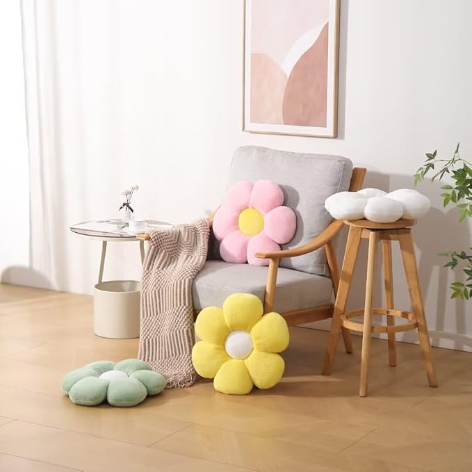 17.7 Inch Black Flower Pillow – Daisy Shaped Cute Decorative Throw Pillow, Soft Floral Seating Cushion Floor Pillows for Sofa, Bed, Chair & Room Easter Decorations for Home