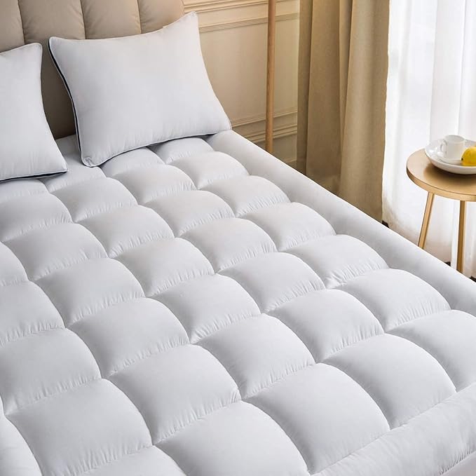 Niagara Mattress Topper Queen - Microfiber Fabric Mattress Pad - Thick Breathable Pillow Top Mattress Pad for Back Pain Relief - Deep Pocket Fits 8-20 Inches Mattress