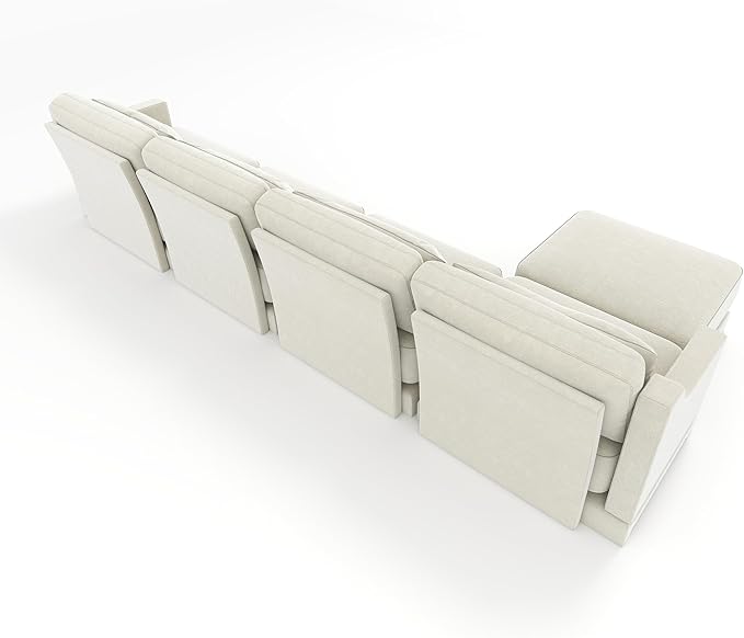 Ball & Cast 141.7" Modular Sofa Couch with Deep Seat Chenille Sofa and Wide Armrest,Ottoman, Modern Comfy 4-Seater Couch for Living Room, Office, Apartment, Easy to Assembly, Beige