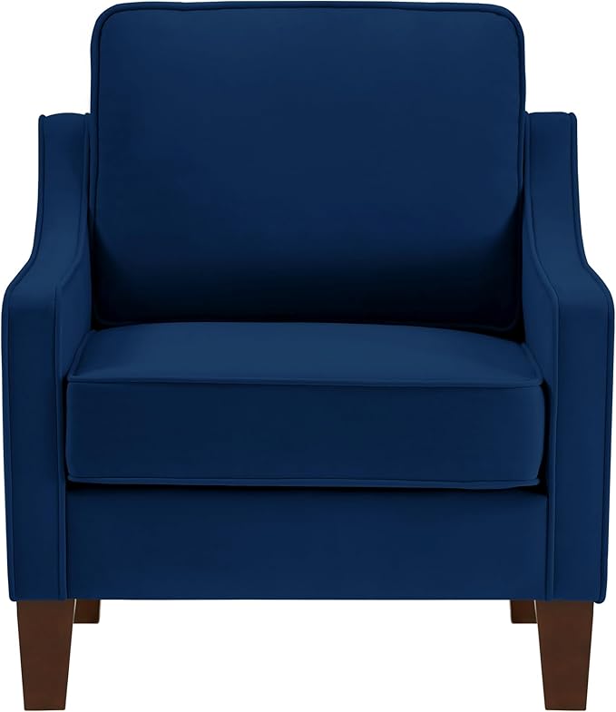 Velvet Upholstered Accent Chair,Single Seat Sofa with Wooden Legs, Modern Armchairs for Living Room,Bedroom and Office,Navy