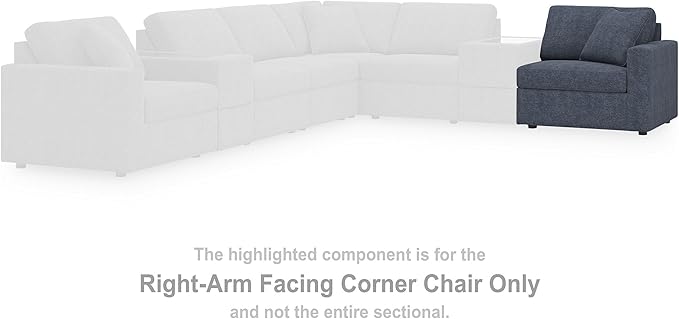 Signature Design by Ashley Modmax Contemporary Modular Stain Resistant 4-Piece Sofa with Reversible Cushions and 2 Accent Pillows, Blue