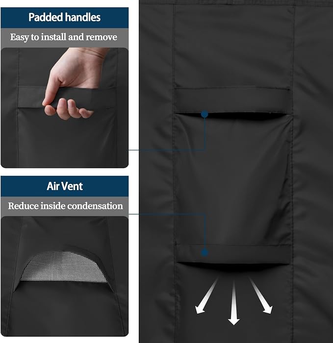 Easy-Going Square Patio Furniture Cover Waterproof Outdoor Dining Table and Chair Cover Anti-UV Outside Sectional Sofa Set Covers (76"L x 76"W x 28"H, Black) - Image 6