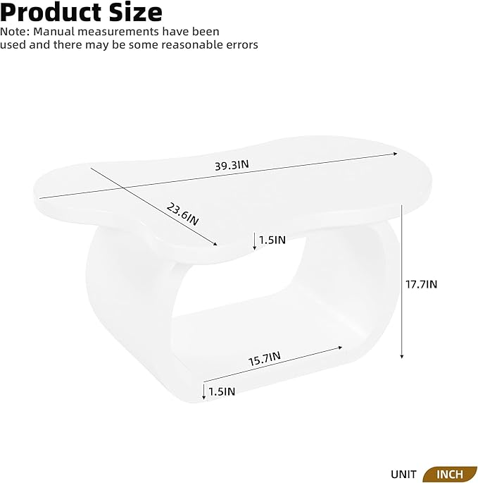 Merax Modern Cloud Coffee Table with Curved Legs, Wood Cream Style Irregular Center End Tables for Living Room, Reception Room, Apartment, Easy Assemble, White