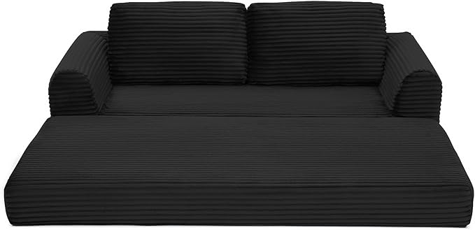 Foldable Boneless Love Seat Couches in a Box, Modern Floor Foam Sleeper Sofa Bed 2-in-1 Convertible Cloud Sofa for Home Apartments Bedroom