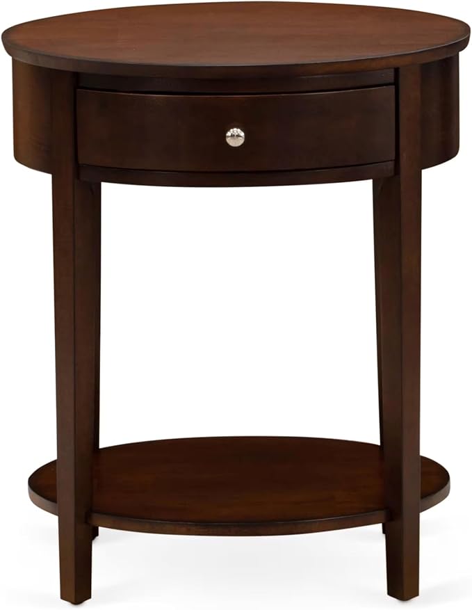 East West Furniture HI-0M-ET Wood End Table with 1 Mid Century Modern Drawer, Stable and Sturdy Constructed - Antique Mahogany Finish by EastWestFurniture