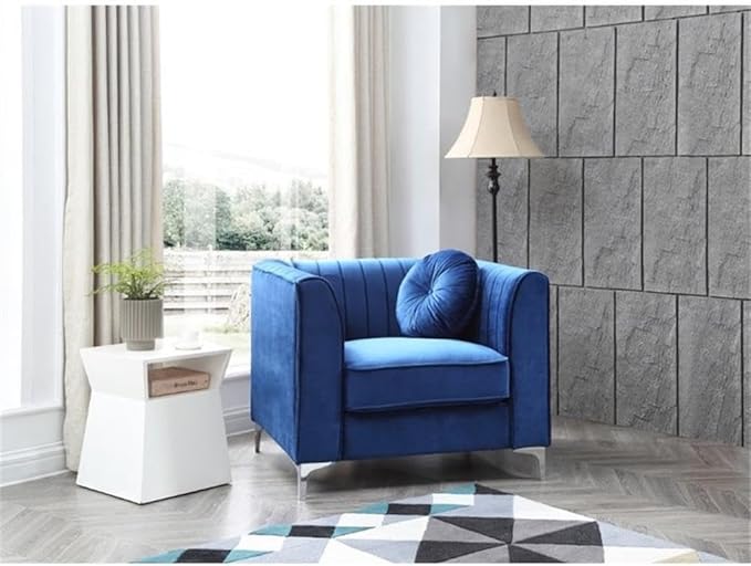 Glory Furniture Delray Velvet Chair in Navy Blue