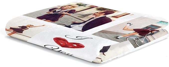 Printwoo I Love You Gifts for Couples, Custom Blanket with Photos, Personalized Blankets with Pictures, Photo Blankets Using My Own Photos, Personalised Gifts for Girlfriends, Boyfriends