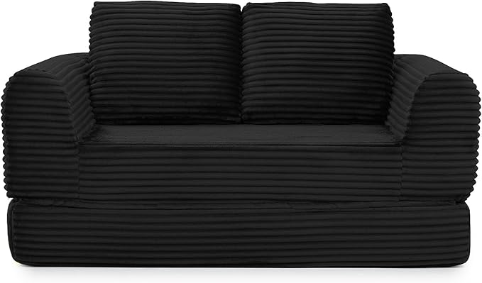 Foldable Boneless Love Seat Couches in a Box, Modern Floor Foam Sleeper Sofa Bed 2-in-1 Convertible Cloud Sofa for Home Apartments Bedroom