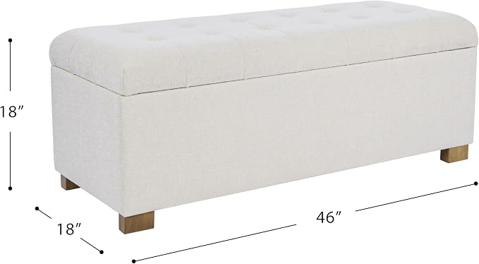 Homepop Home Decor | Upholstered Large Tufted Ottoman Storage Bench | Ottoman with Storage for Living Room & Bedroom | Decorative Home Furniture, Light Gray - Image 3