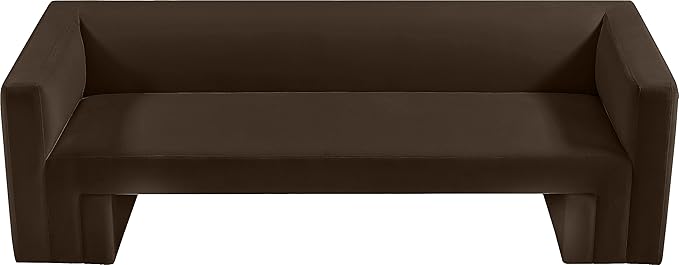 Meridian Furniture 665Brown-S Henson Collection Modern | Contemporary Velvet Upholstered Sofa with Rich Brown Velvet, Solid Wood Frame, 89.5" W x 34.5" D x 28" H, Brown