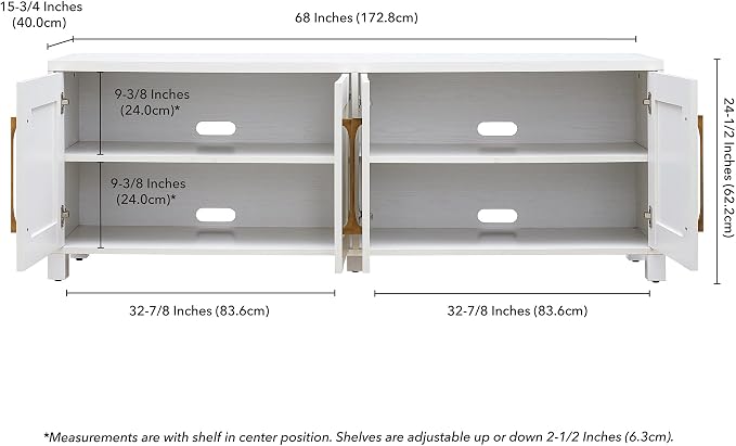Henn&Hart Rectangular TV Stand for TV's up to 80" in White, TV Stands for the Living Room - Image 6