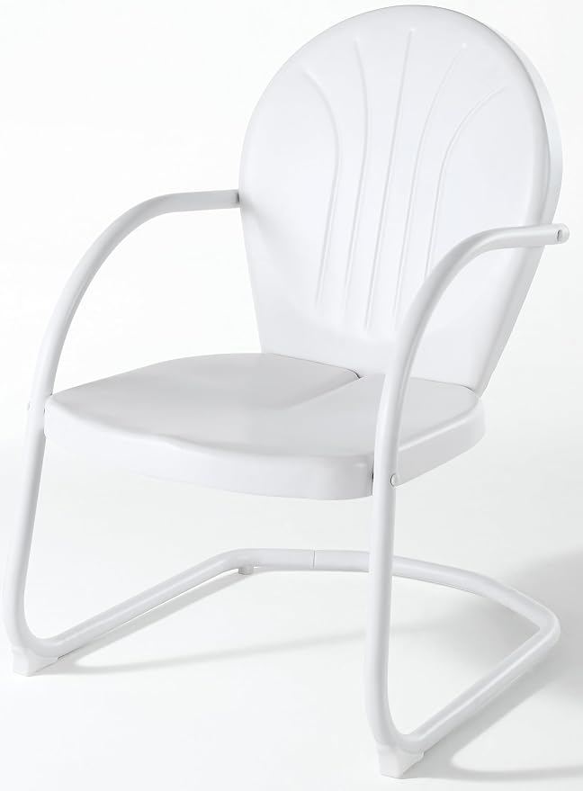 Crosley Furniture Griffith Outdoor Chair, Retro Metal Patio Chairs for Dining, Porch, Deck, Balcony, White - Image 5