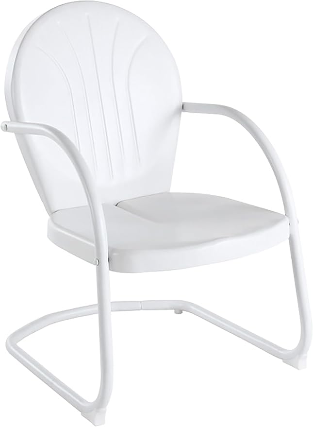 Crosley Furniture Griffith Outdoor Chair, Retro Metal Patio Chairs for Dining, Porch, Deck, Balcony, White by CrosleyFurniture