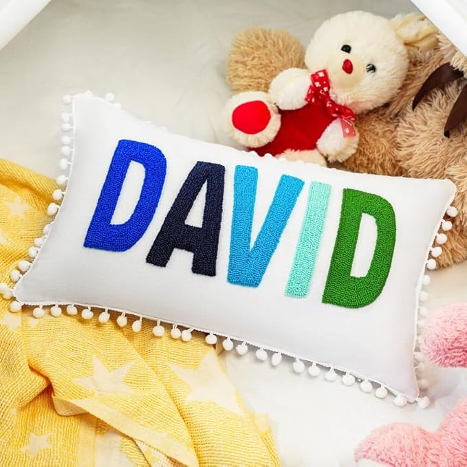 mia'spillow lab Personalized Embroidered Name Pillow for Toddler or Baby ?€? Handmade Monogram Cushion ?€? Custom Nursery Gift for Birthday or Baby Shower ?€? Multiple Sizes & Colors Available