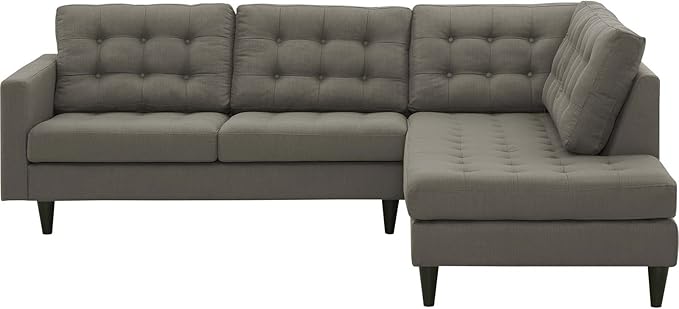 Modway EEI-2797-GRA Empress Mid-Century Modern Upholstered Fabric Right-Facing Sectional Sofa in Granite
