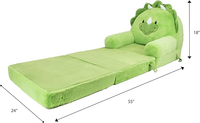Soft Landing - Elite Seats - Premium Character Sofa Seat & Transformable Fold-Out Lounger with Carrying Handle – Dino