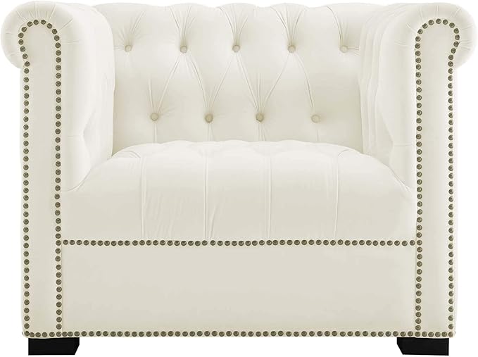 Modway EEI-3065-IVO Heritage Upholstered Velvet Armchair, Ivory