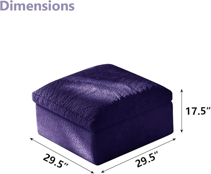 Ottoman Modular Sectional Sofa Boneless Cloud Ottoman,Footstool, Comfy Seating Experience Foot Rest Stool, Foot Rest Under Desk for Living Room Bedroom, Purple