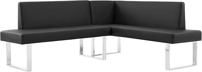 Armen Living Amanda Sectional in Black and Chrome Finish