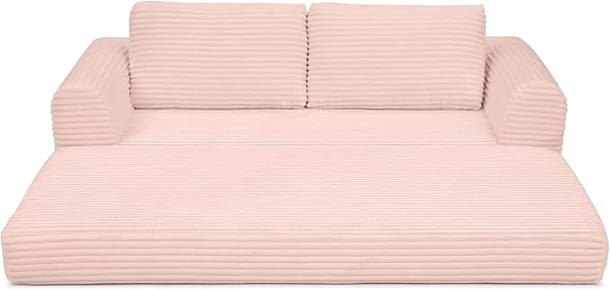 Foldable Boneless Love Seat Couches in a Box, Modern Floor Foam Sleeper Sofa Bed 2-in-1 Convertible Cloud Sofa for Home Apartments Bedroom