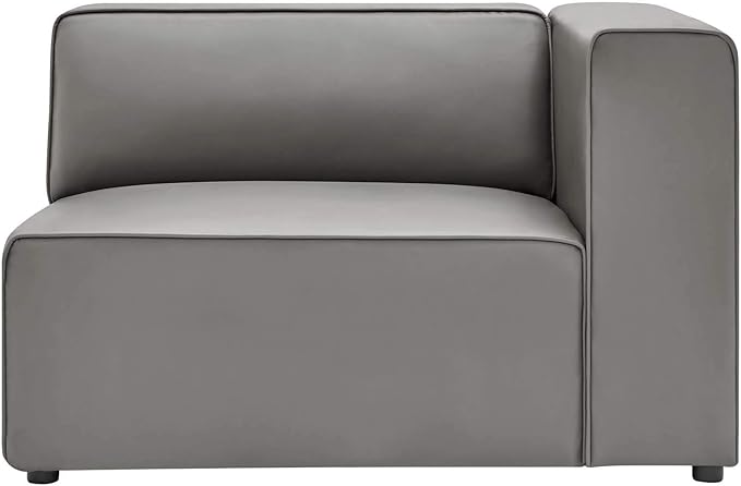 Modway Mingle Vegan Leather Sectional Sofa Right-Arm Chair in Gray