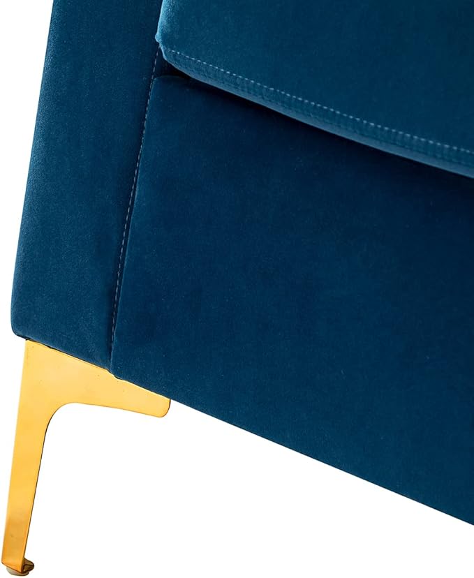 HULALA HOME Velvet Accent Club Chair, Modern Velvet Armchair Upholstered Accent Club Sofa Chair with Gold Metal Legs Mid-Century Barrel Leisure Comfy Reading Armchair, Navy