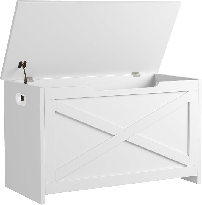 GarveeHome 30 in Storage Chest, Wooden Storage Bench with Safety Hinge, Easy Assembly, Large Shoe Bench for Entryway, Living Room, Bedroom by GarveeHome