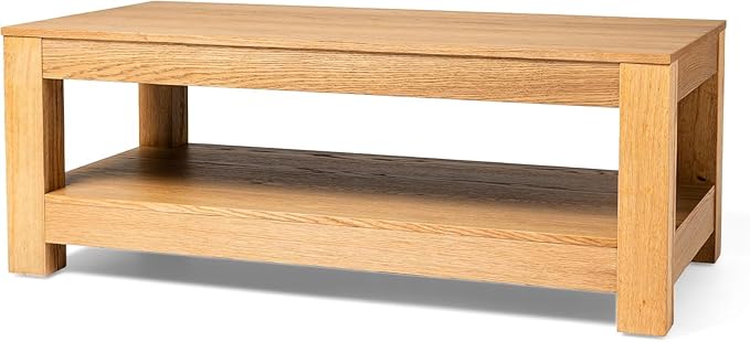 Maven Lane Paulo Coffee Table – 18 Inch Rectange Table with Storage – Natural Solid Wood – Ideal for Living Room and Lounge