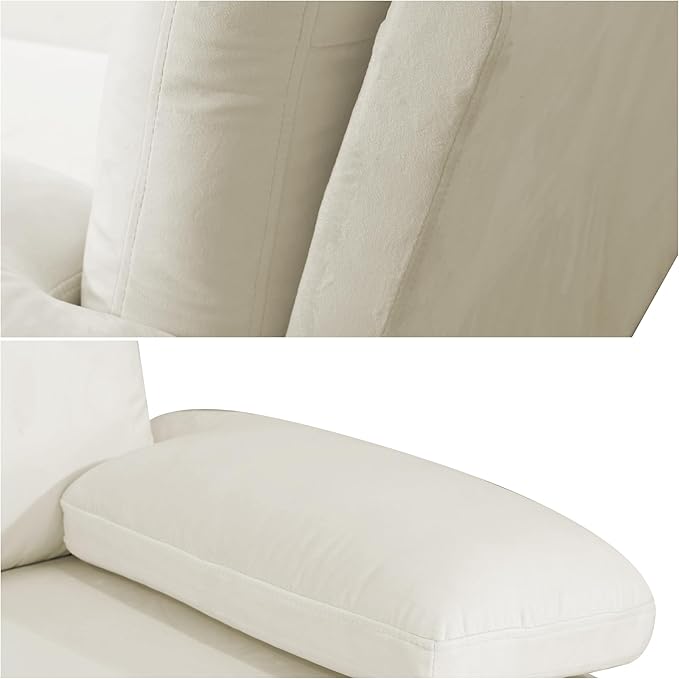 Sectional Couches for Living Room Furniture Sets, 4 Seat U Shaped Sectional Couch with Storage, Adjustable Couch with Armrests and Ottoman for Apartment, White
