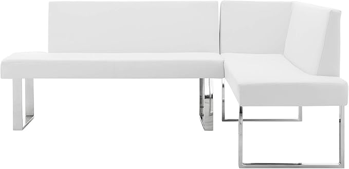 Armen Living Amanda Sectional in White and Chrome Finish 79.5"x58"x22"