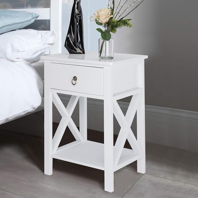 Bonnlo White Nightstand Set of 2, Night Stand Set of 2 with Drawer, Farmhouse Nightstand, End Table/Bed Side/White Side Table for Small Spaces, Kids Room, Bedroom - Image 2