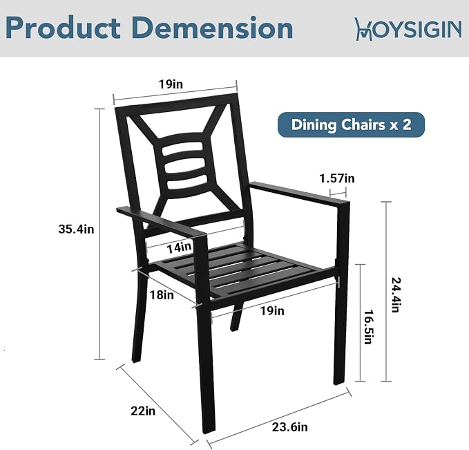 Patio Dining Chairs Set of 4, Stackable Metal Patio Chairs with High Back for Deck Bistro Porch Lawn, Black Wrought Iron Outdoor Dining Chairs - Image 8