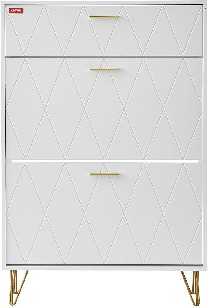 VEVOR Shoe Cabinet with 2 Flip Drawers, Modern Shoes Storage Cabinet with Storage Drawer and Anti-Tipping Device, Freestanding Shoe Organizer Ideas for Entryway, Hallway, Bedroom, Living Room, White - Image 9
