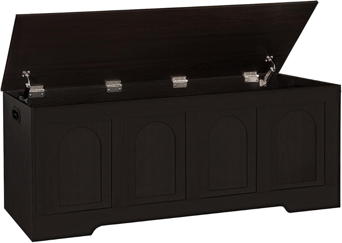 DINZI LVJ Storage Chest, 50” Extra Large Storage Bench with 2 Safety Hinges, Wooden Toy Box with Flip-Top, Large Trunk for Living Room, Playroom, Easy Assembly, Espresso by DINZILVJ