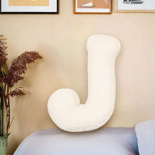 Letter Plush Pillow, Letter Hugging Throw Pillows, Decorative Initial Letter Shaped Throw Pillows for Bed Couch, Letter Pillows English Alphabet A to Z for Sofa Bedroom Living Room Decor (J)
