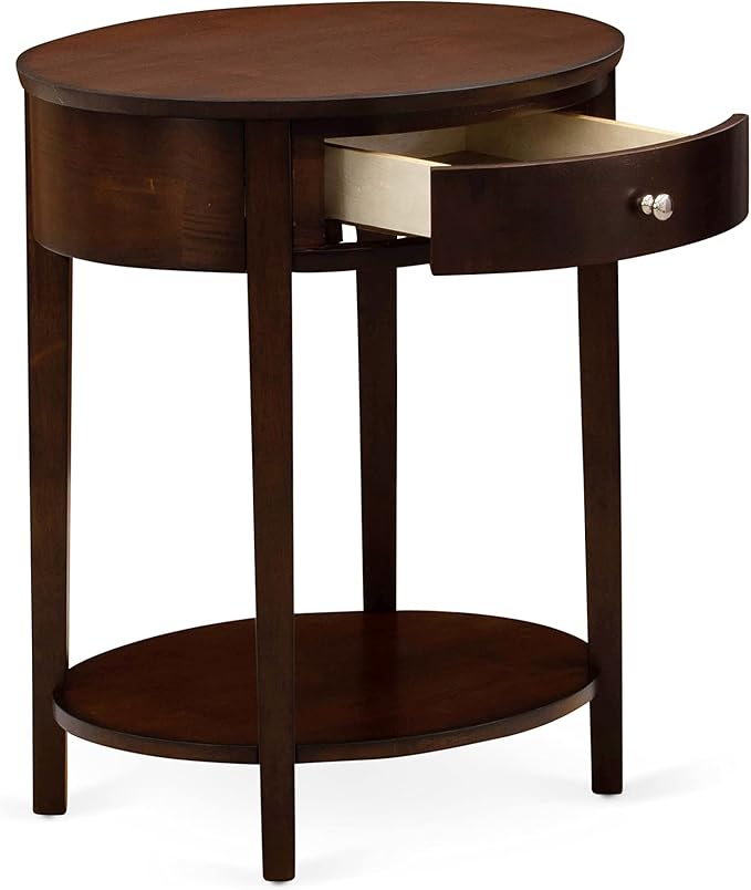 East West Furniture HI-0M-ET Wood End Table with 1 Mid Century Modern Drawer, Stable and Sturdy Constructed - Antique Mahogany Finish - Image 4
