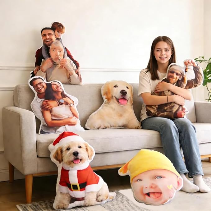 Custom Funny Pillow for Men, Personalized Pet Face Pillow, Customized White Elephant Gifts for Boyfriend Girlfriend, Funny Gag Gifts with Picture for Women