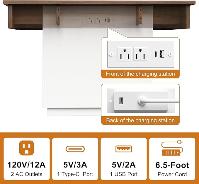 FABATO Lift Top Coffee Table with Charging Station, Led Coffee Table for Living Room, Farmhouse Center Table with Hidden Storage, Square Lift-Up Center Table for Home Office, Reception Room, White